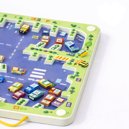 Magnetic Maze Parking Lot Learning Toy with 20 Flashcards