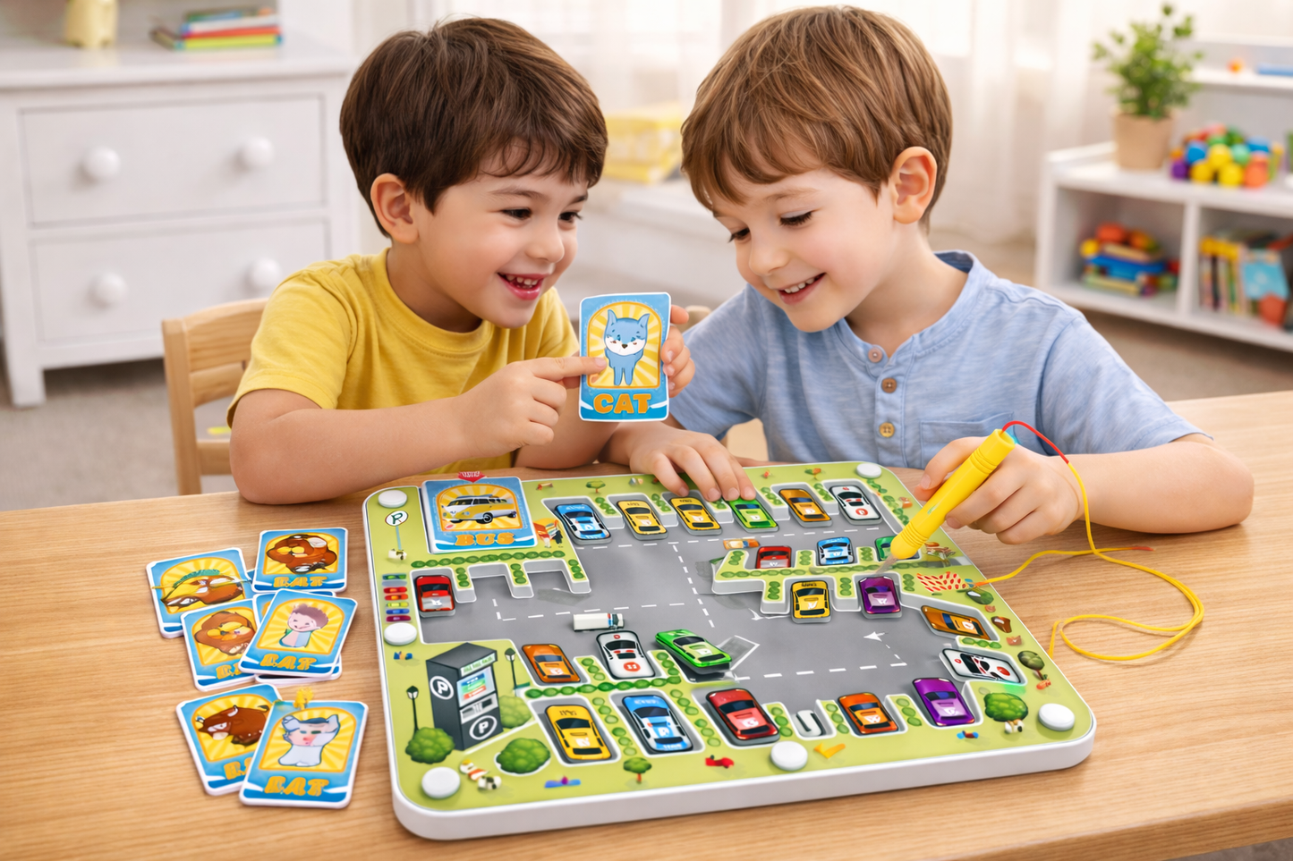 Magnetic Maze Parking Lot Learning Toy with 20 Flashcards