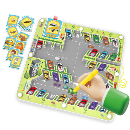 Magnetic Maze Parking Lot Learning Toy with 20 Flashcards